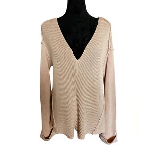 Princess Polly Women's Beige V-Neck Flowy Knit Sweater Size L